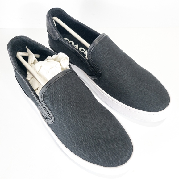 COACH Walker Slip-on Sneakers Fabric Black -8 - Picture 3 of 4